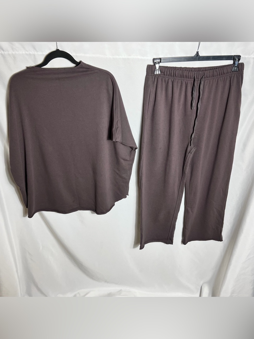 2 Pc Brown Lounge Set XL Oversized Top Drawstring Pants Soft Casual Outfit